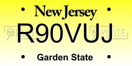 R90VUJ New Jersey License Plate