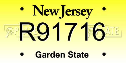 R91716 New Jersey License Plate