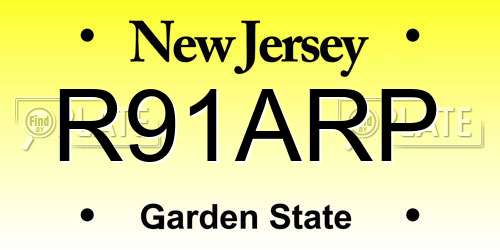 R91ARP New Jersey License Plate
