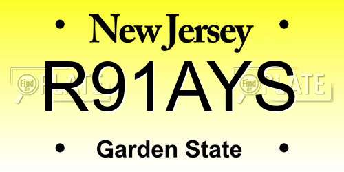 R91AYS New Jersey License Plate