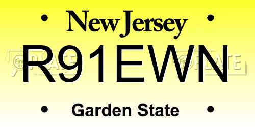 R91EWN New Jersey License Plate