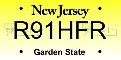 R91HFR New Jersey License Plate