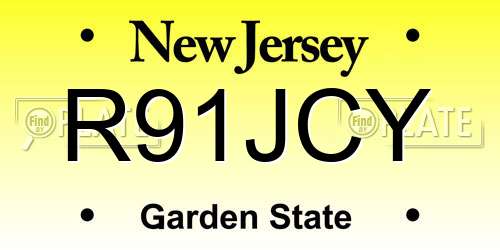 R91JCY New Jersey License Plate