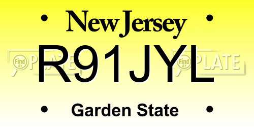 R91JYL New Jersey License Plate