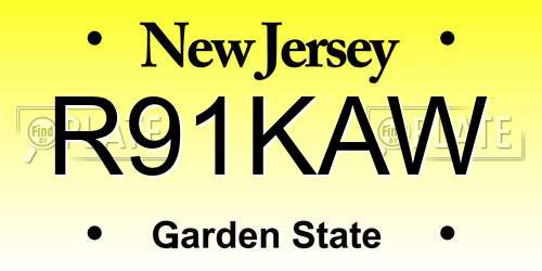 R91KAW New Jersey License Plate
