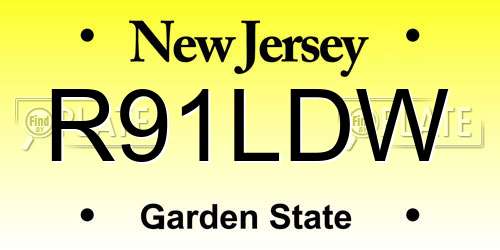 R91LDW New Jersey License Plate