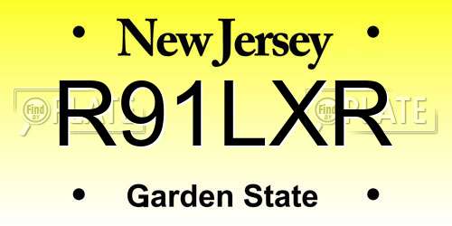 R91LXR New Jersey License Plate
