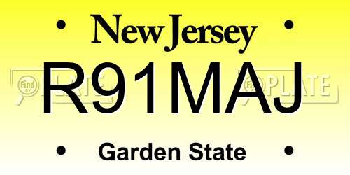 R91MAJ New Jersey License Plate