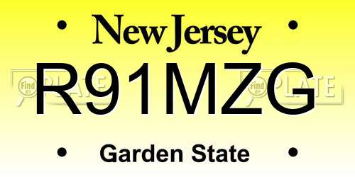 R91MZG New Jersey License Plate