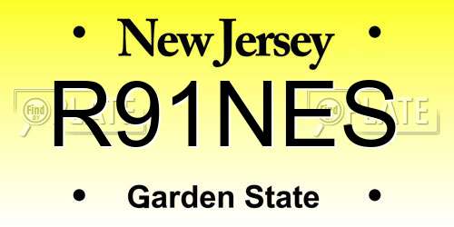 R91NES New Jersey License Plate