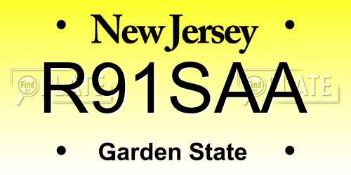 R91SAA New Jersey License Plate