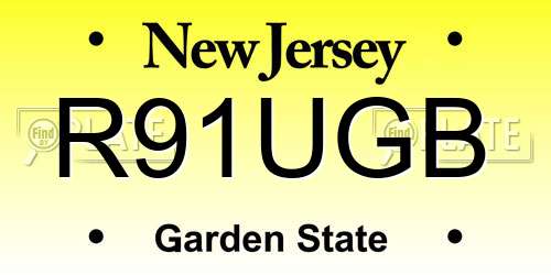 R91UGB New Jersey License Plate