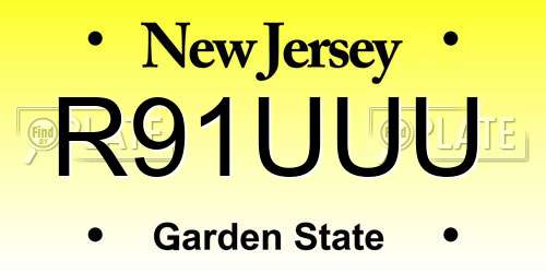 R91UUU New Jersey License Plate