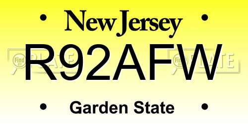 R92AFW New Jersey License Plate