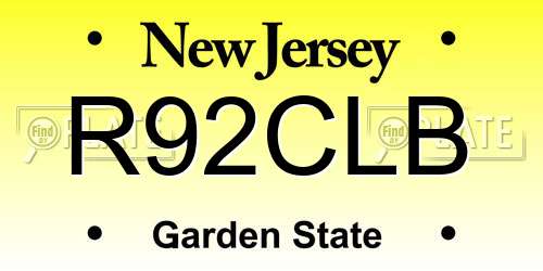 R92CLB New Jersey License Plate