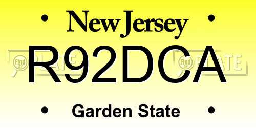 R92DCA New Jersey License Plate