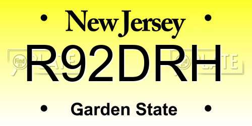 R92DRH New Jersey License Plate