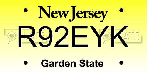 R92EYK New Jersey License Plate