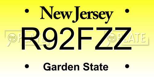 R92FZZ New Jersey License Plate