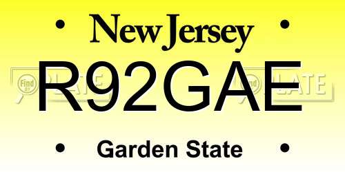 R92GAE New Jersey License Plate