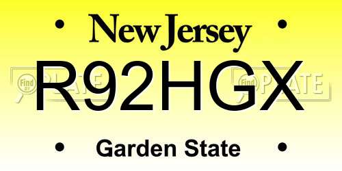 R92HGX New Jersey License Plate