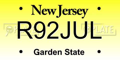 R92JUL New Jersey License Plate