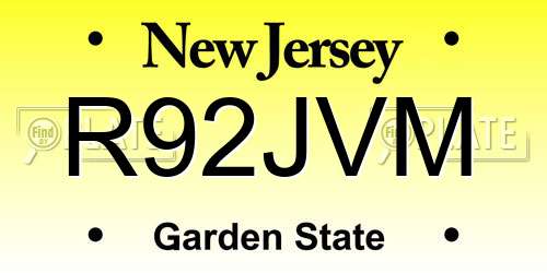 R92JVM New Jersey License Plate
