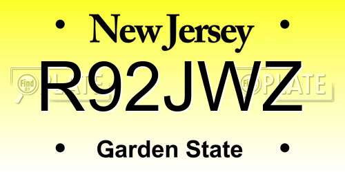 R92JWZ New Jersey License Plate