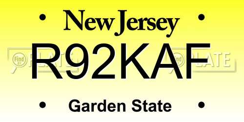 R92KAF New Jersey License Plate