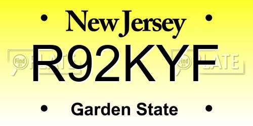 R92KYF New Jersey License Plate