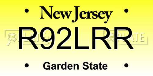 R92LRR New Jersey License Plate