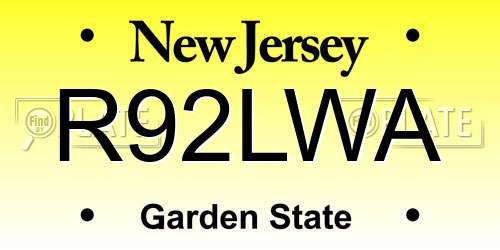 R92LWA New Jersey License Plate