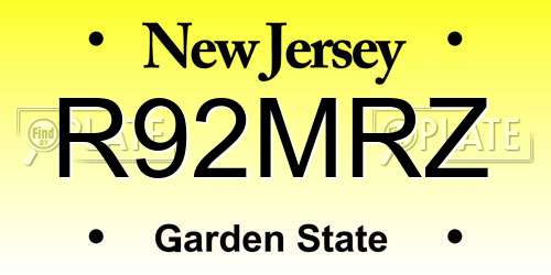 R92MRZ New Jersey License Plate