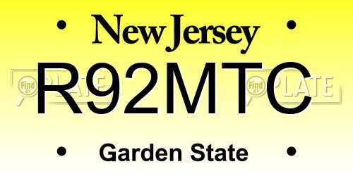 R92MTC New Jersey License Plate