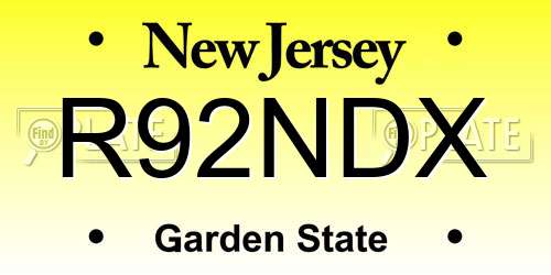 R92NDX New Jersey License Plate