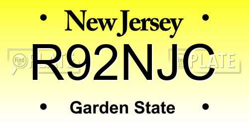 R92NJC New Jersey License Plate