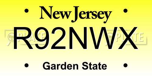 R92NWX New Jersey License Plate