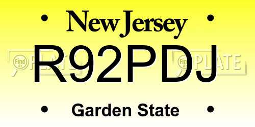 R92PDJ New Jersey License Plate