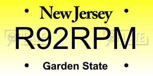 R92RPM New Jersey License Plate