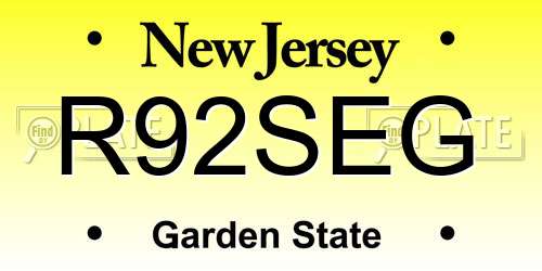 R92SEG New Jersey License Plate