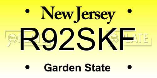 R92SKF New Jersey License Plate