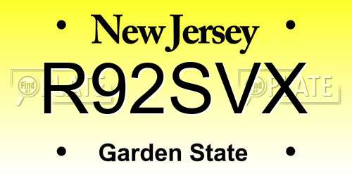 R92SVX New Jersey License Plate