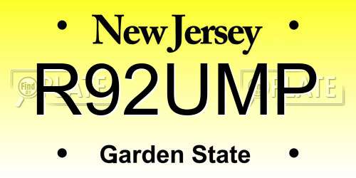 R92UMP New Jersey License Plate