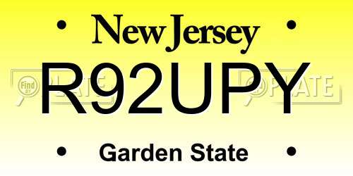 R92UPY New Jersey License Plate