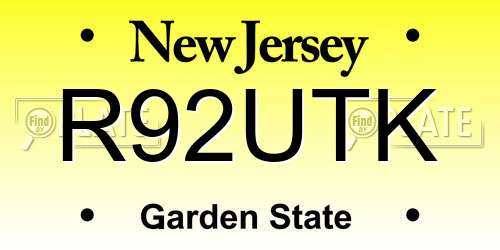 R92UTK New Jersey License Plate