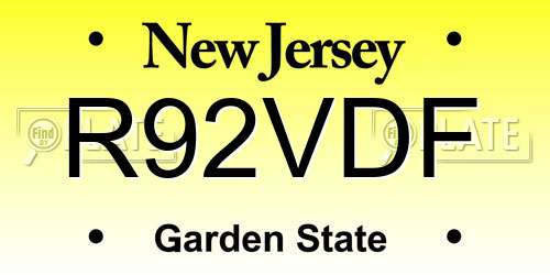 R92VDF New Jersey License Plate