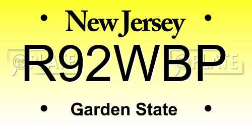 R92WBP New Jersey License Plate