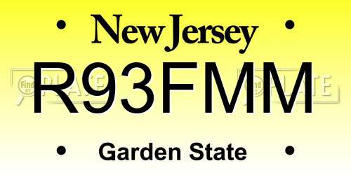 R93FMM New Jersey License Plate
