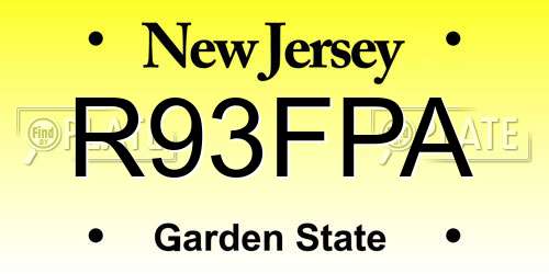 R93FPA New Jersey License Plate