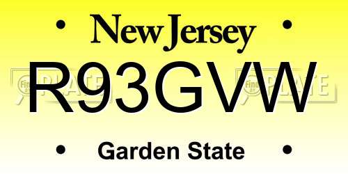 R93GVW New Jersey License Plate